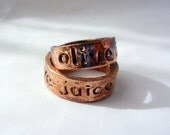 Olive Juice Matching Custom Rings, Fine Silver, Gold Copper Patina, Hand Engraved on Outside, Wedding or Best Friend Rings