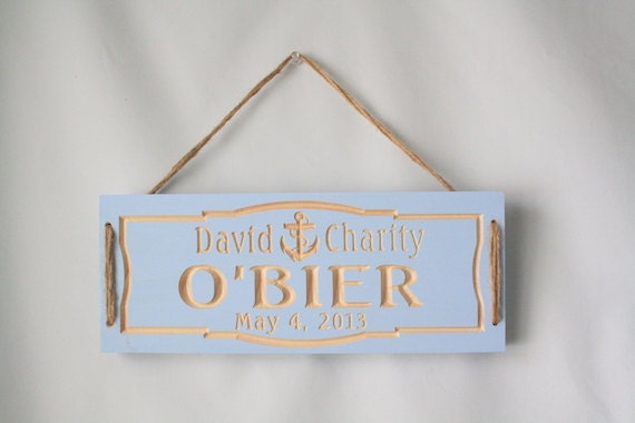 Nautical Personalized Sign- wedding family custom sign with names, anchor graphic, wedding gift, anniversary gift, bridal shower gift