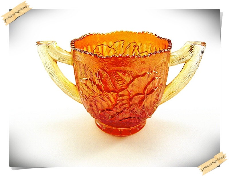 Imperial marigold carnival glass sugar bowl