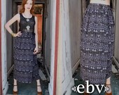 Vintage 70s High Waisted Maxi Wrap Skirt S M