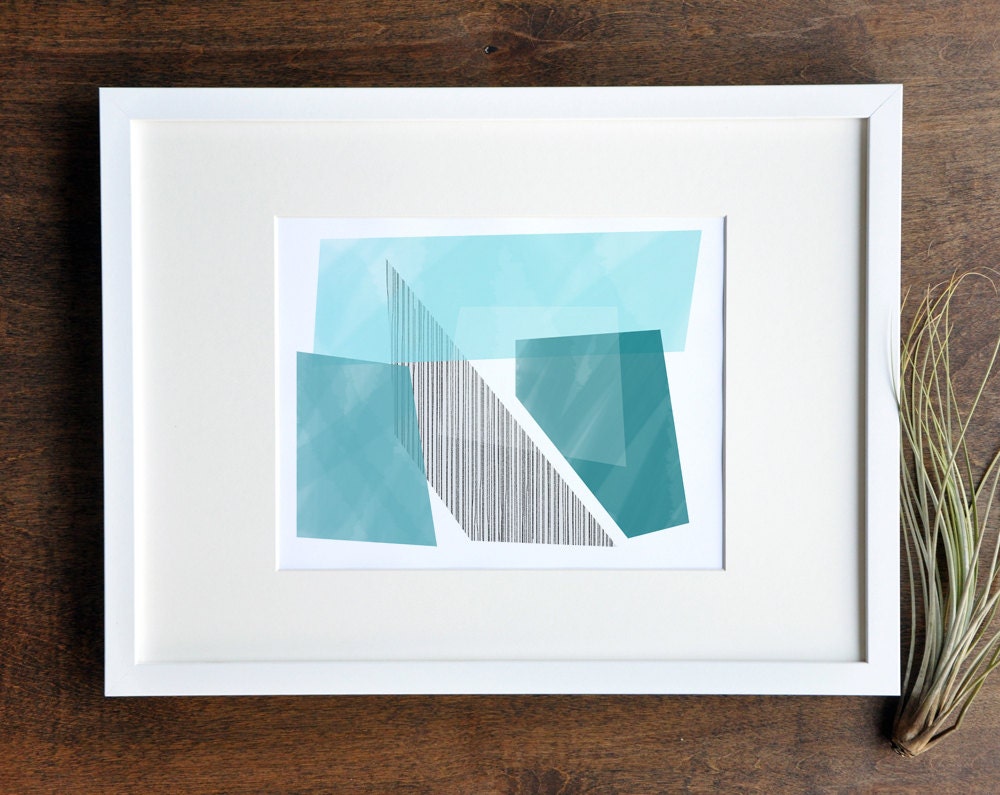 Abstract Shapes Art Print - Blue - 5x7, 8x10