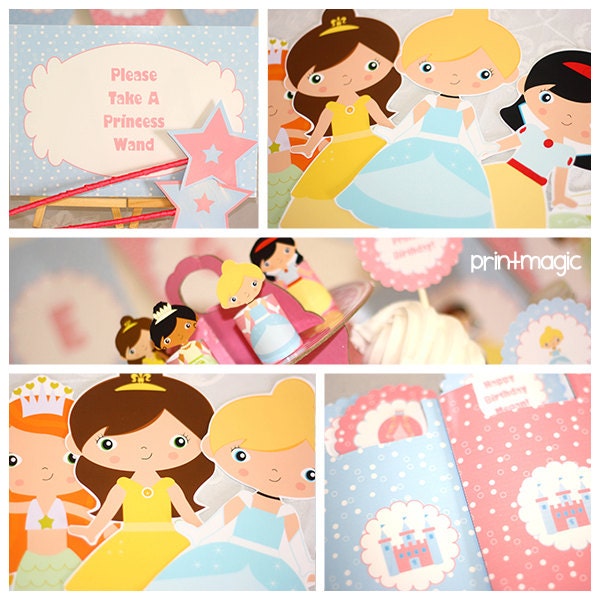 Instant Download Classic Princess Birthday Party Printable Kit with Changeble Text