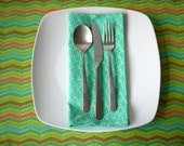 Green Zig Zag Reversible Cotton Placemats - Set of 4 - Housewarming Gift, Wedding Gift
