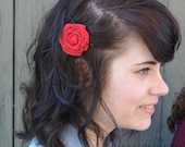 Red Red Rose Hair Pins, flower hair pins, handmade, red hair pin, womens hair pin,