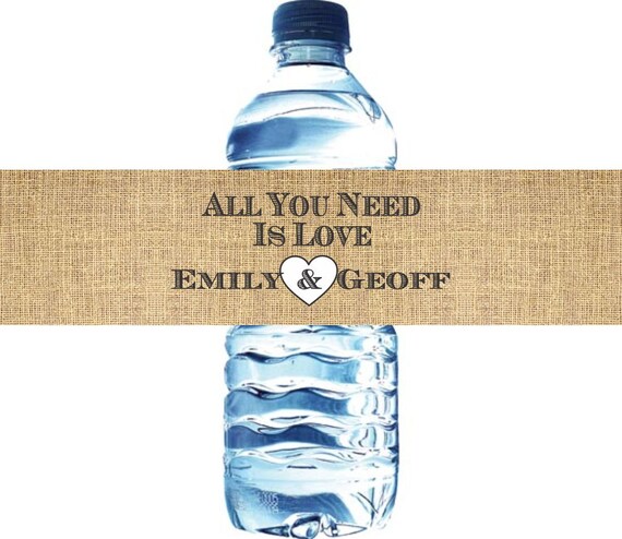 30 Waterproof Water Bottle Labels - Printed labels with your wedding colors Il_570xn