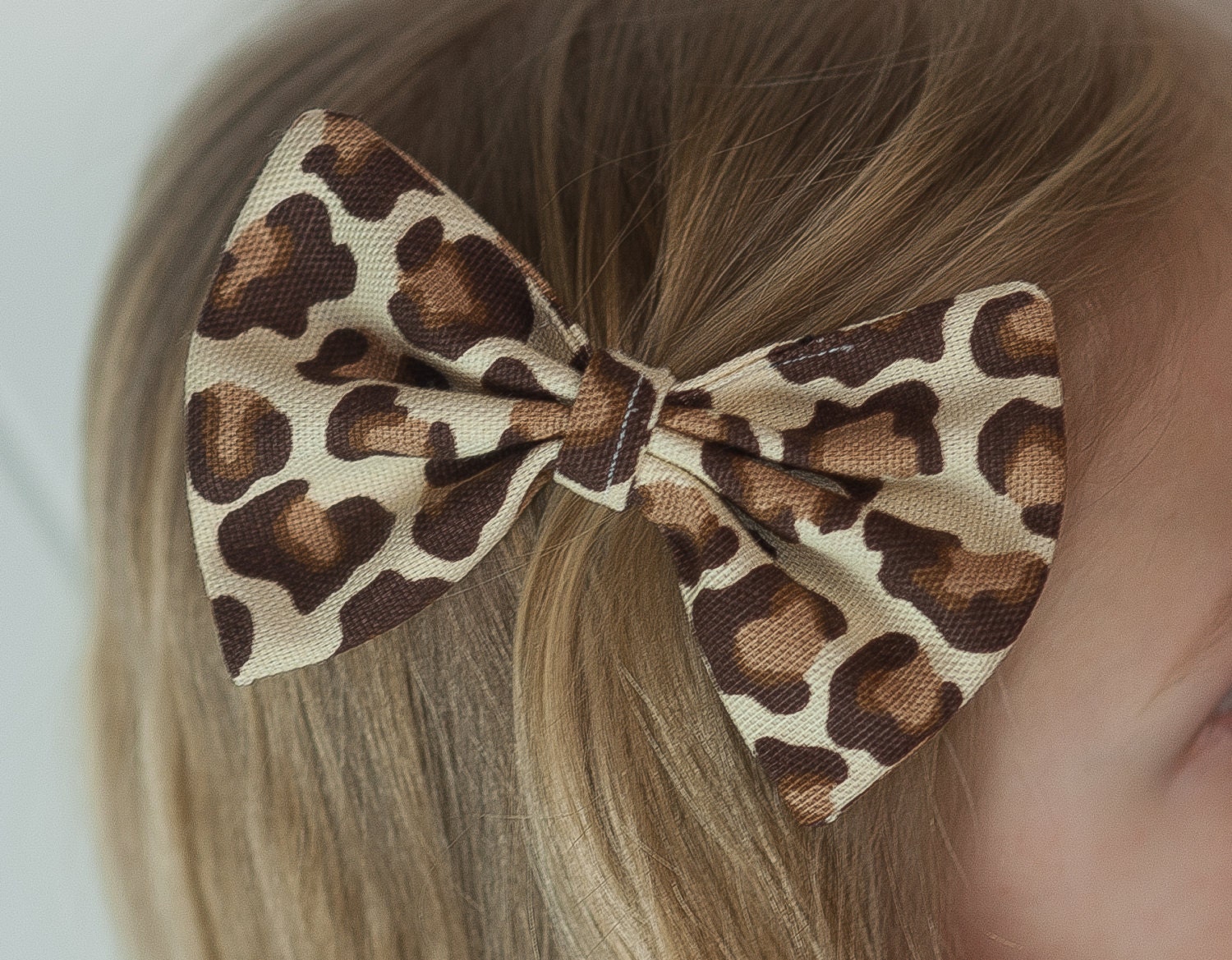 Brown cheetah print hair bow