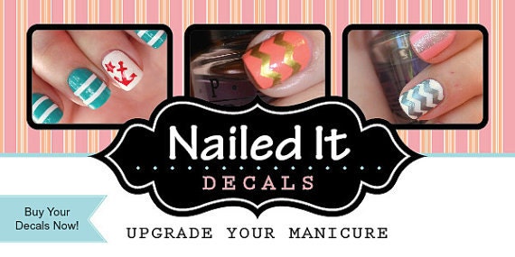 1 Sheet of 44 SKINNY Chevron Nail Decals (You Pick the Color) Now in Neon Colors