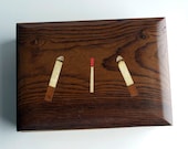 Folk Art Wood Smoke Box, Handcrafted Inlay, one of a kind