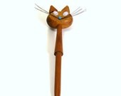 20% OFF SALE Danish Cat Pen, Vintage 1950s Modern Teak Writing Implement