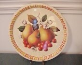 Vintage Round Metal Tray with Fruit, England, Elite Trays