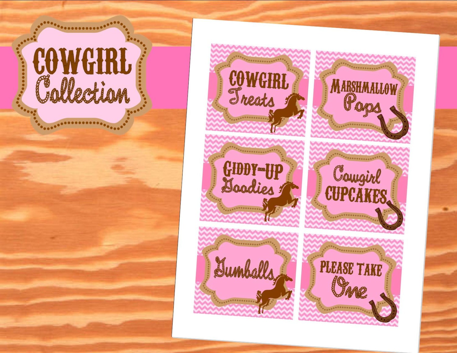 Az COWGIRL FOOD Labels Girl Birthday Party by KROWNKREATIONS