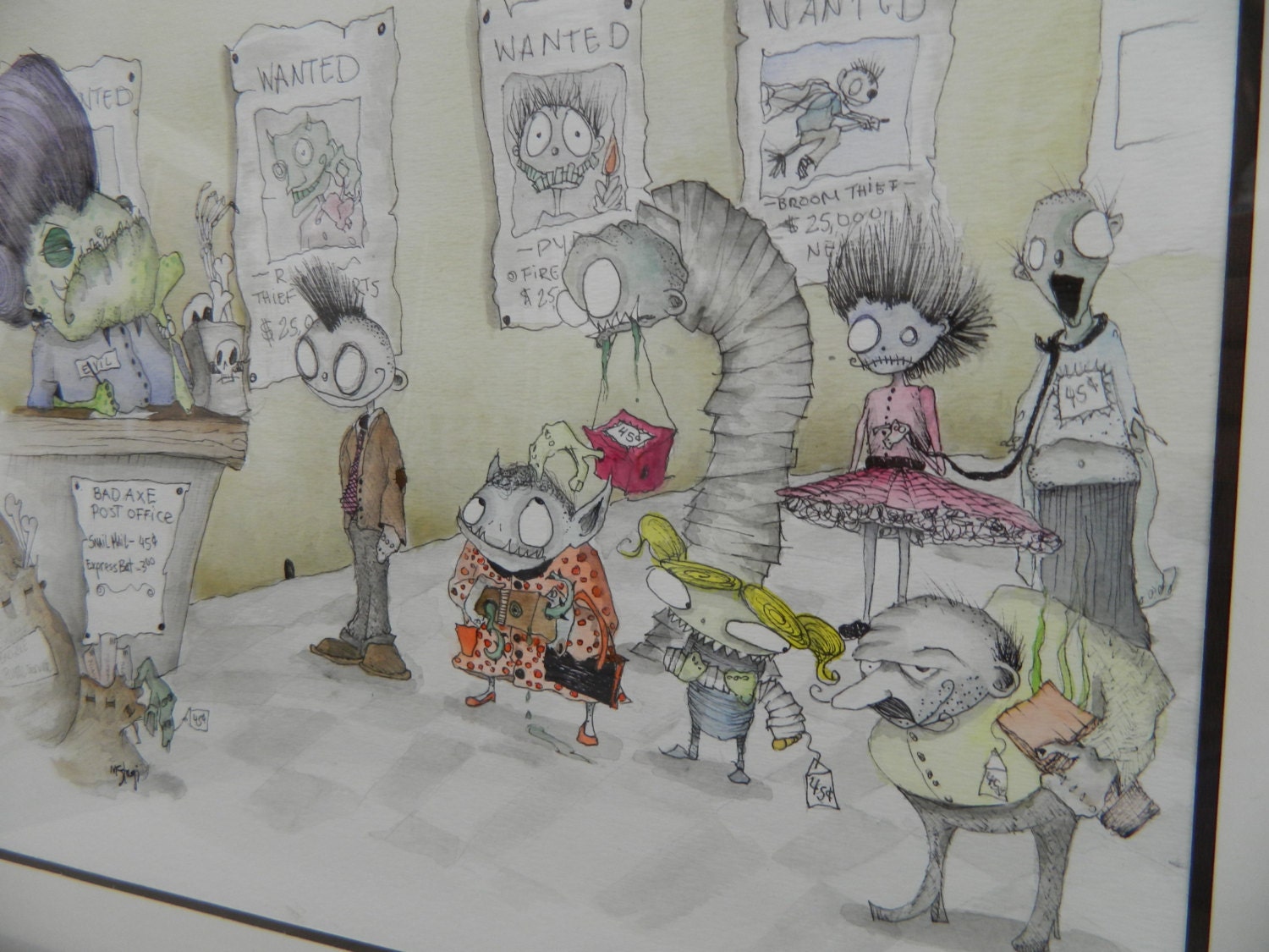 Bad Axe Post Office -  Original Art By Creepymama - Scary, Zombies, Children, Creepy, Monsters