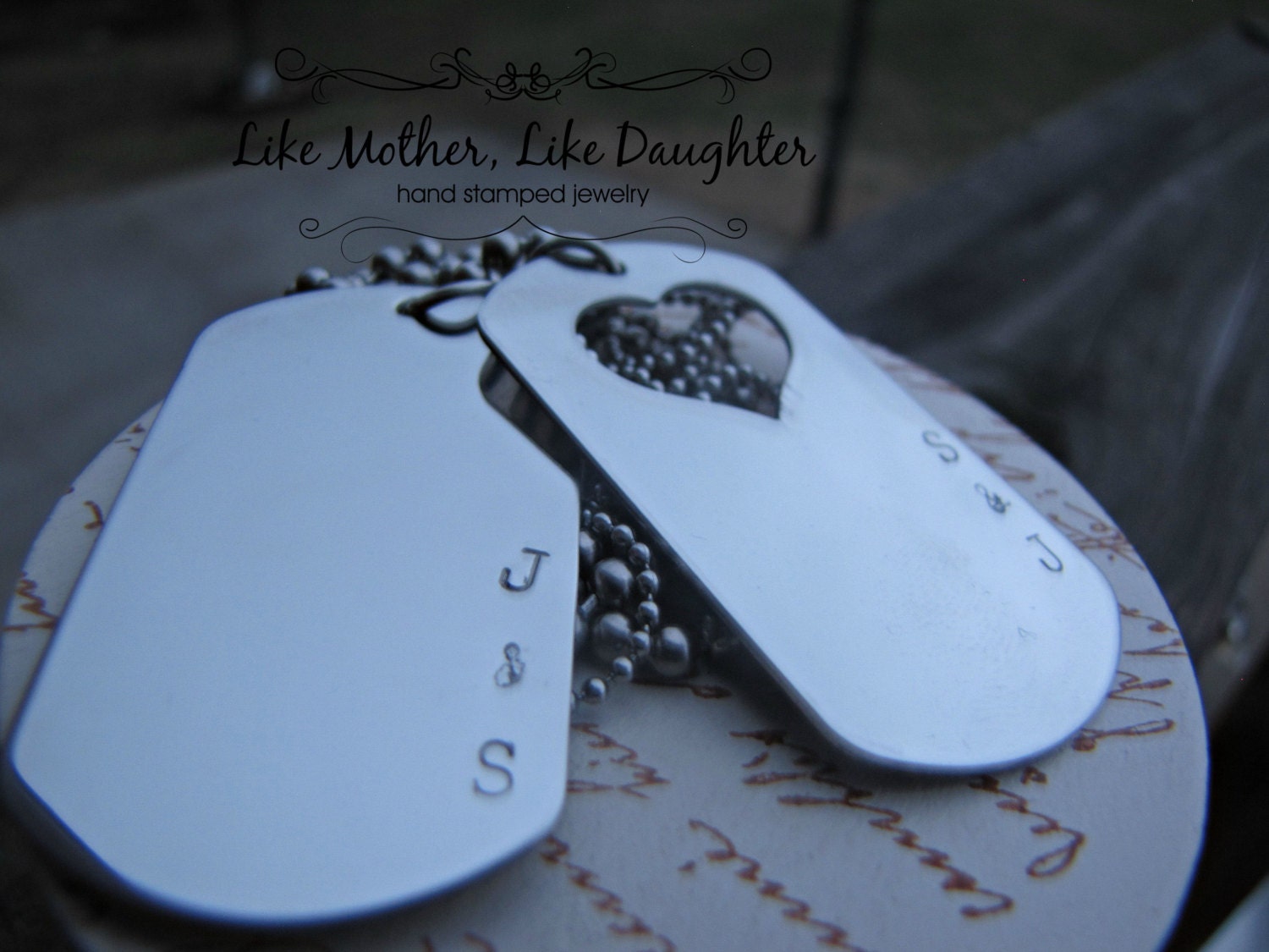 His & Hers Personalized Hand Stamped Dog Tags in Stainless Steel  GREAT GIFT for Valentine's Day