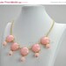 Bib Bubble Necklace, Pink Bib Necklace, 5 Beads Necklace, Statement Necklace (FN0591-F-Pink)