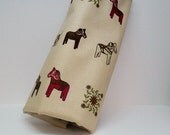 Horse Fabric, Brown Fabric, Pillow Fabric - Dala Horse