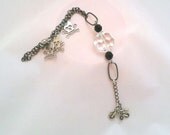 Rear view Mirror Charm, Car Charm, Sun Catcher, Huge Swarovski Crystal, Bike, Skulls, Harley, Magnetic Clasp on Chain Fast Shipping