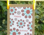 Happy Birthday Card, FLOWER POWER, 5x7 inches