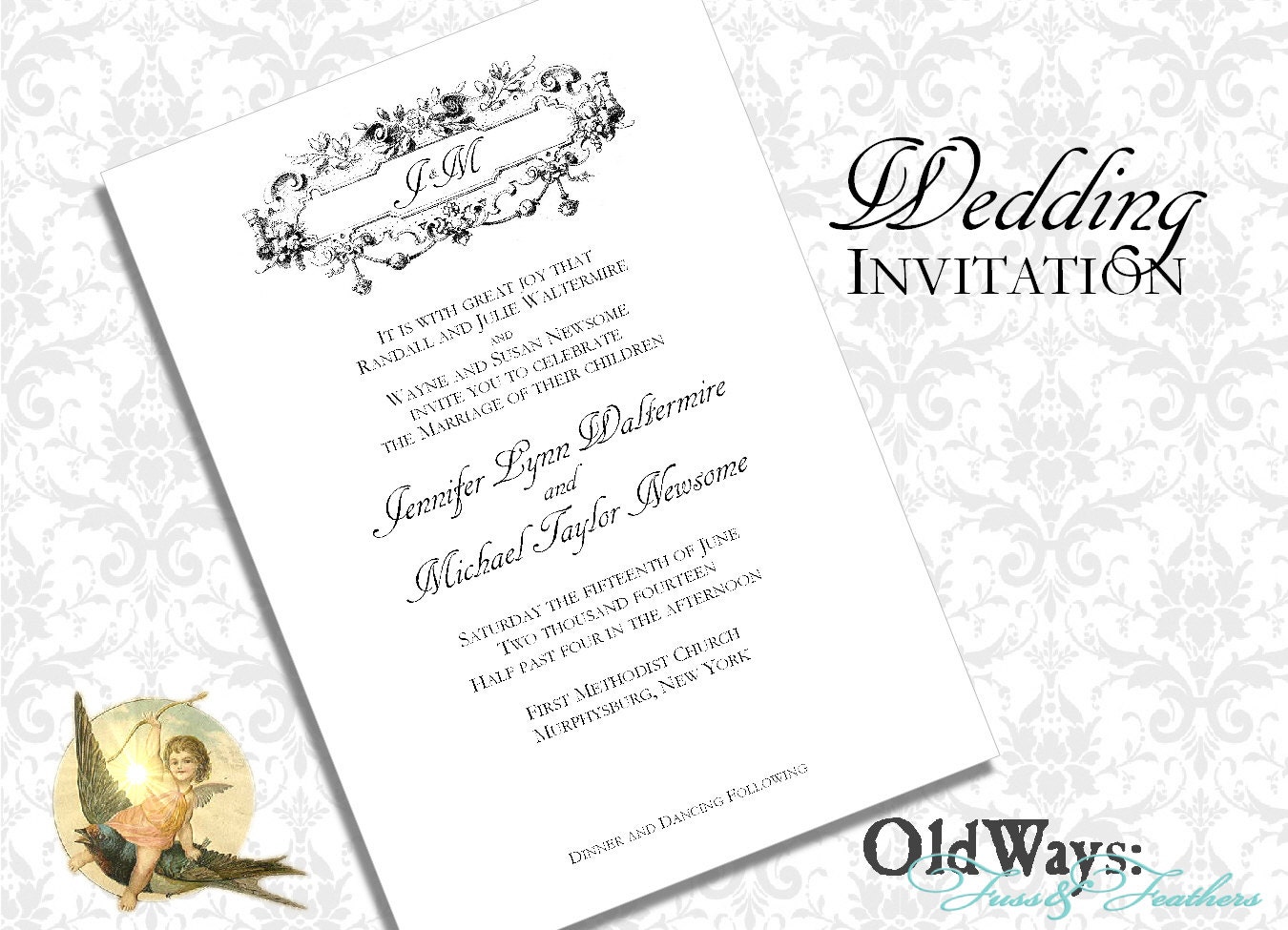 Simple Elegance Vintage Wedding Invitation DIY Printable - Custom Invite 5x7 Digital JPEG and PDF Files