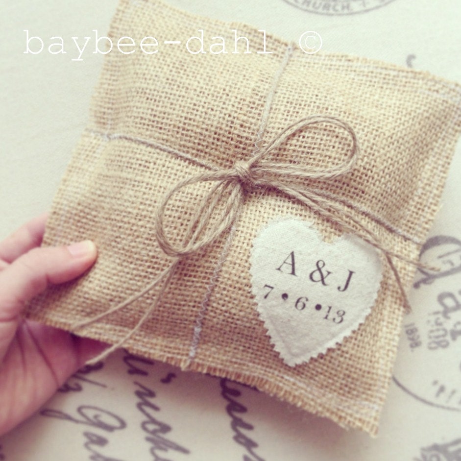 BURLAP RING BEARER Pillow