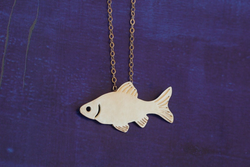 Goldfish Necklace, Fish Charm, Sea World, Animal Pendant, Gift for Pet Lovers- Free Shipping- Ready to Ship