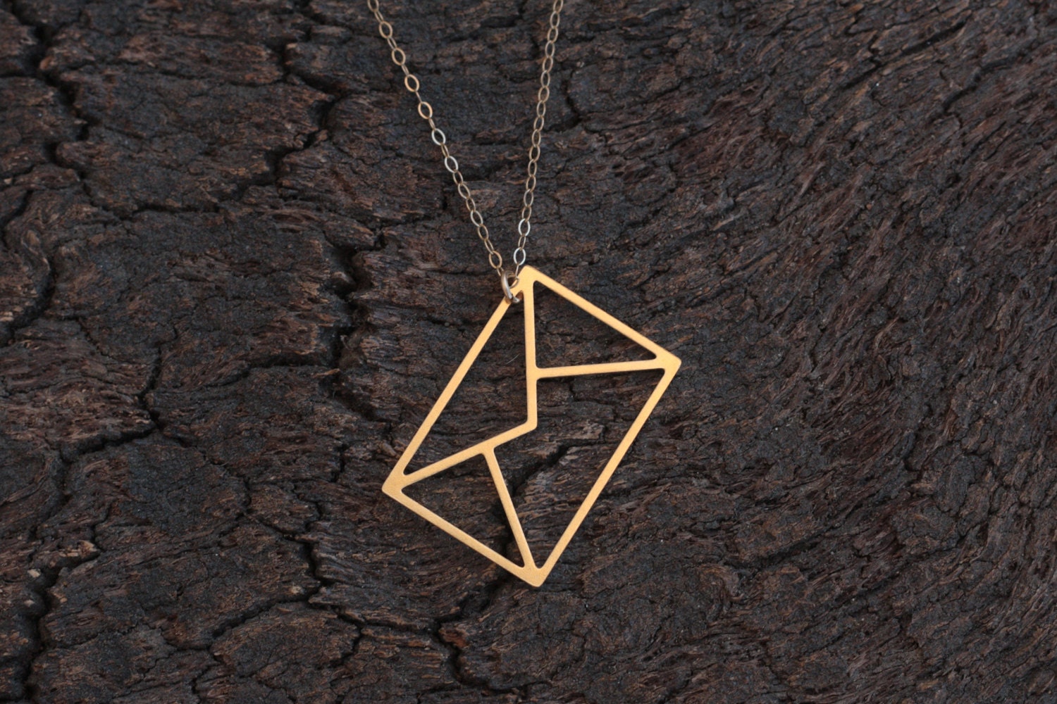 Gold Envelope Necklace, I love You Letter, Minimal Everyday Necklace- Ready to Ship