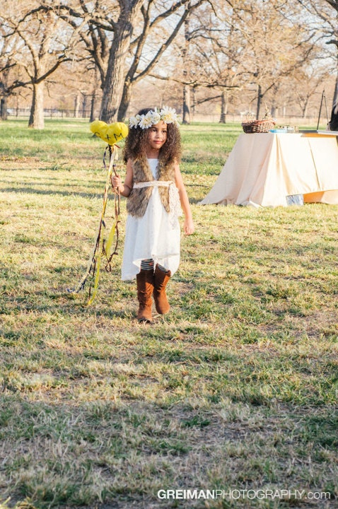 Custom Bohemian Flower Girl Dress