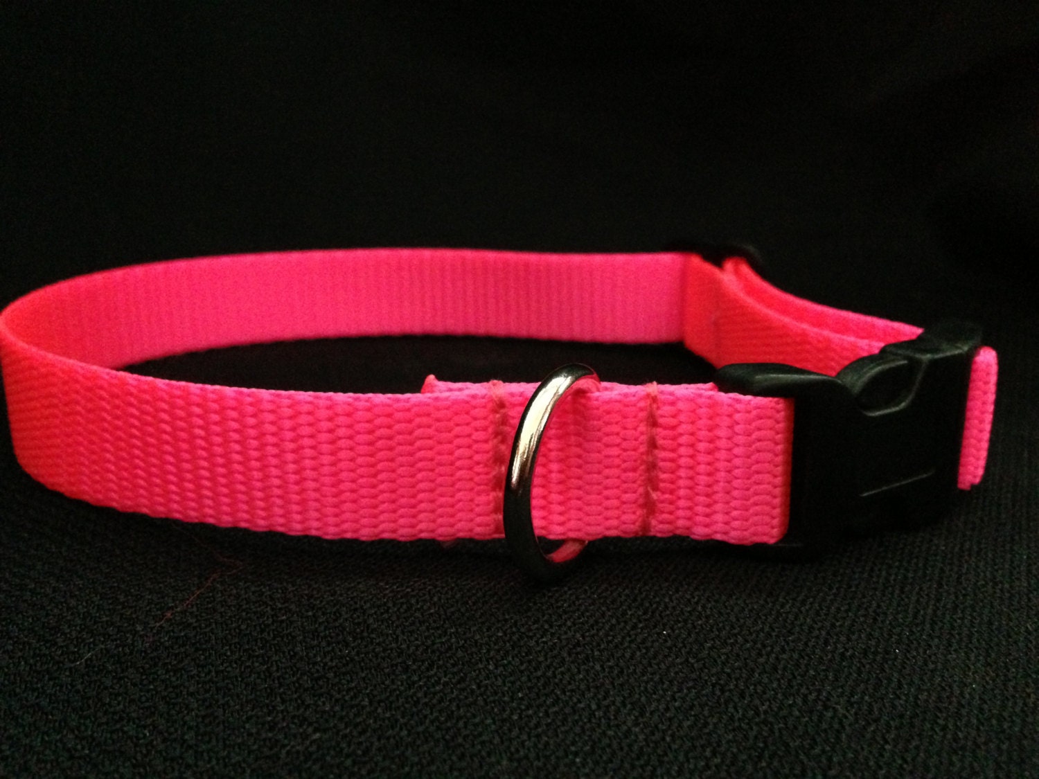 Neon Pink Nylon Dog Collar (size Medium)