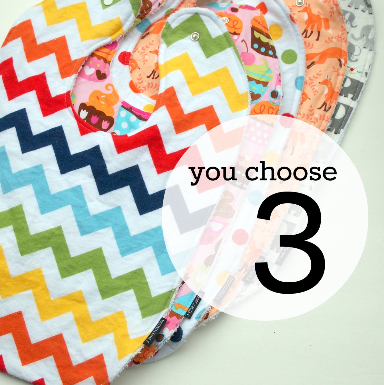 Set of bibs 3 toddler Baby Bibs you pick three bibs