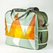 Large Travel Bag -- silkscreened -- orange & mint - ready to ship.