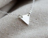 Sterling Triangle Initial Necklace - Customize - Geometric - Hand Stamped