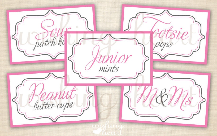 Custom Wedding Candy Buffet or Candy Bar Label Cards - Set of 10 Cards for Wedding or Bridal Shower Il_170x135