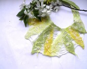 Teal statement felt necklace/ felted wool bib collar/ green yellow/ weddings/ felted necklace /felted collar