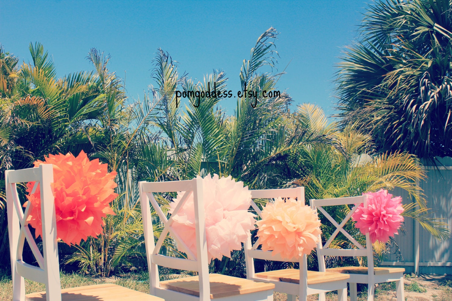 10 Aisle Decor -Wedding Ceremony Decoration- Tissue Paper Garland - Wedding Decor -Tissue Poms-Ceremony Il_570xn