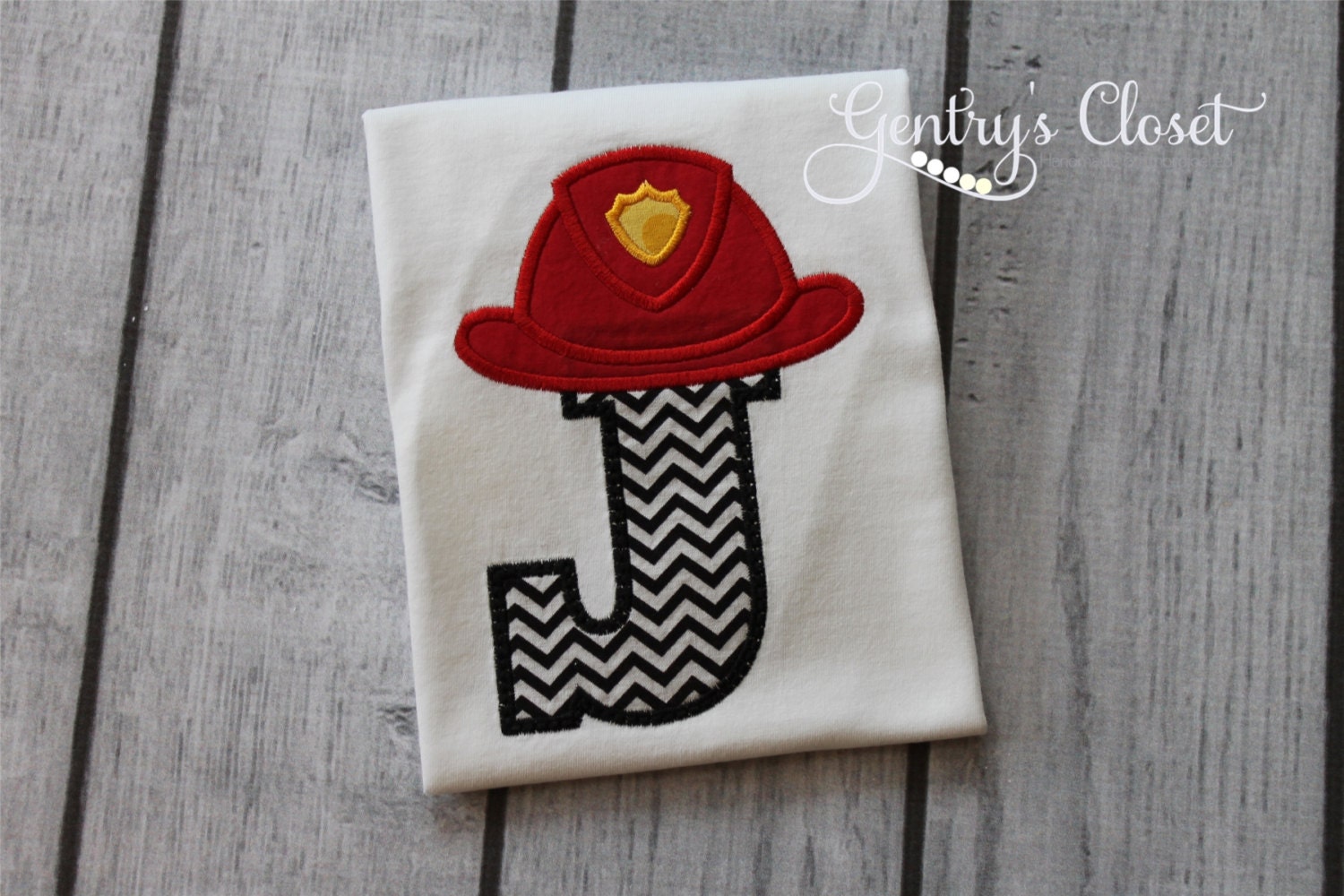 Fireman Shirt. Personalized Birthday shirt for little boy, toddler. Fireman's hat. Firefighter tshirt. Red Fire Hat Chevron Letter or Number