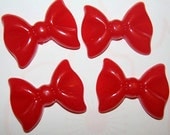 4 x 36mm Large Sized Red Bow Cabochon Flatbacks