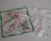 Vintage child handkerchief lot 2 hankies duck & white