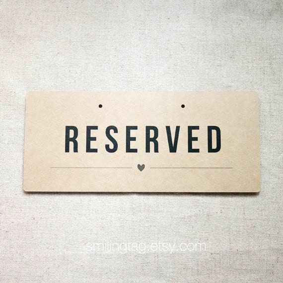 Reserved Seating Card (Large Size) - Kraft Cardstock - Wedding - Reserve Card - Reserved Sign - Reservation - Set of 6 (Item code: J370)
