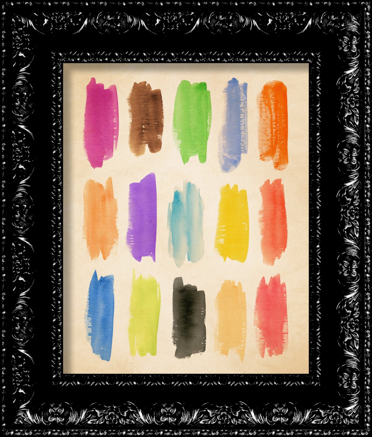 Paint Color Chart - Vintage Retro Inspired - Modern Design - Collage Art Giclee Print -  8x10 Art Print Poster