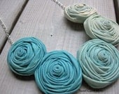 Ombre Rosette Necklace Light Blue Fabric Necklace Fabric Jewelry LIMITED Edition