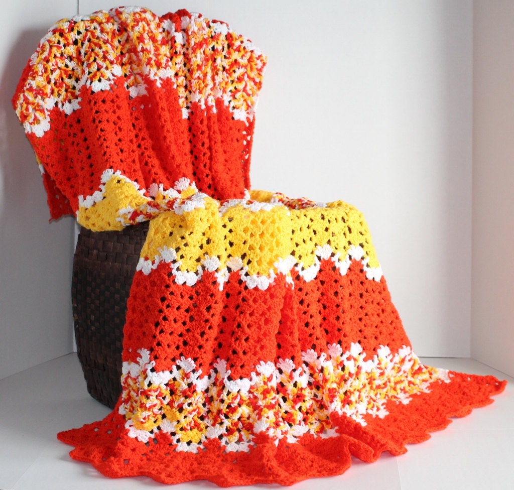 Afghan - Lacy Ripple - Summer Yellow and Orange