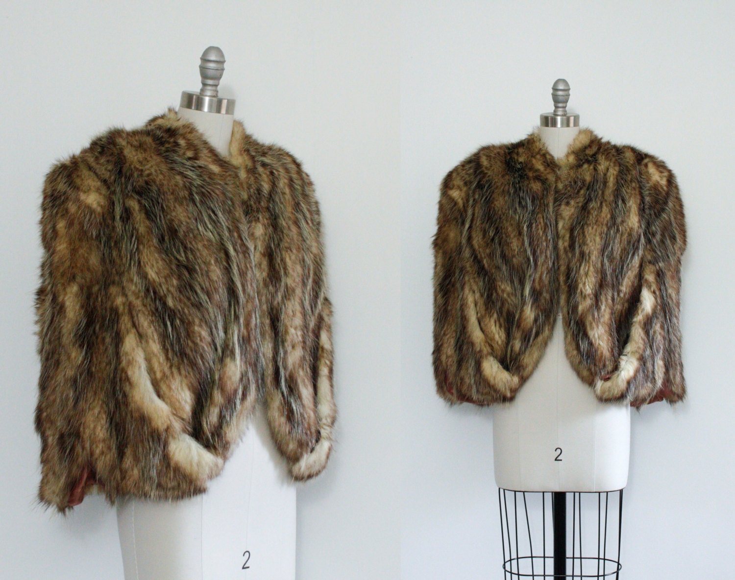 40s vintage raccoon fur cape