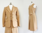 1970s womens tailored wool three piece suit // size small - medium