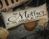 Primitive Large Holiday Love Pillow Tuck  " My MOTHER "  Hand Painted  Pillow  Rustic  Housewares