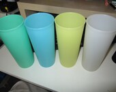 Vintage Pastel Blue White Green Yellow Tupperware Tumblers Like the Ice Tea Cup of Uncle Si on Duck Dynasty