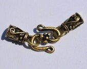 1 SET of End Caps with S Hook Loker . Zinc Alloy, Antique Bronze Color, Lead, Cadmium and Nickel Free, cord end, findings