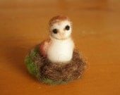 Needle Felted Tiny Baby Owl