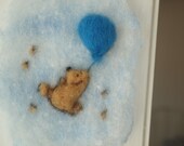 Wool felted Pooh Bear wall hanging picture