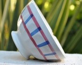 Vintage French Cafe au Lait bowl, Digion, hand painted, Vintage French kitchen, housewares, vintage home decor, blue, pink, white plaid