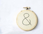 Cream embroidery hoop art / Ampersand Wall Art Home Decor / 3 inch size made to order / natural fresh spring humor