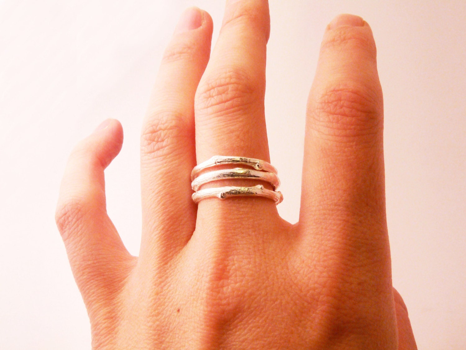 Silver Twig Stacking Rings (Pure Silver Ring)